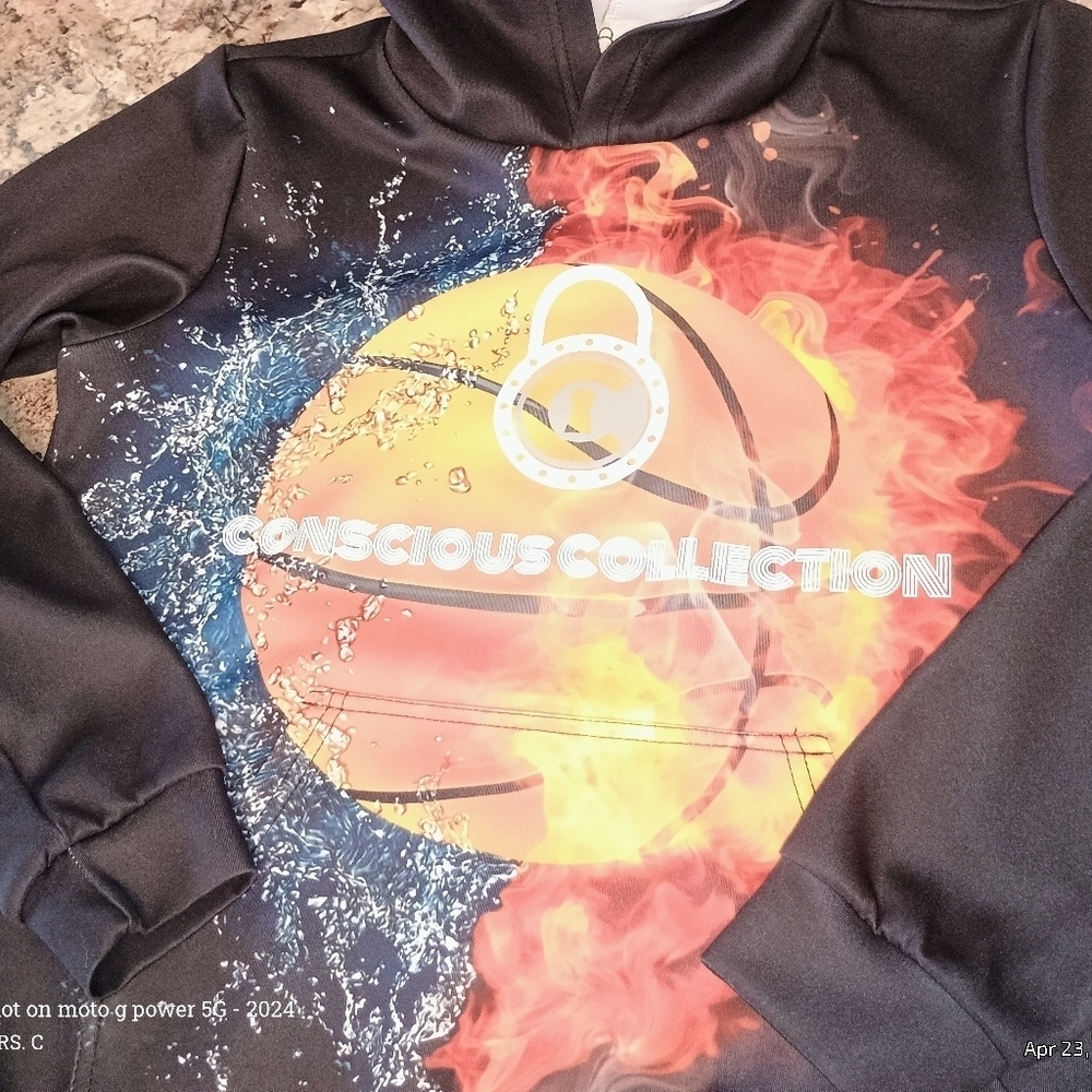Boys Sports Hoodie Basketball Hoodie Conscious Collection. Designer Hoodie - Picture 3 of 5